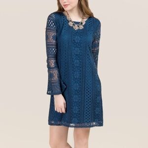 3/$20 Francesca’s Turquoise Caleen Lace Shift Dress